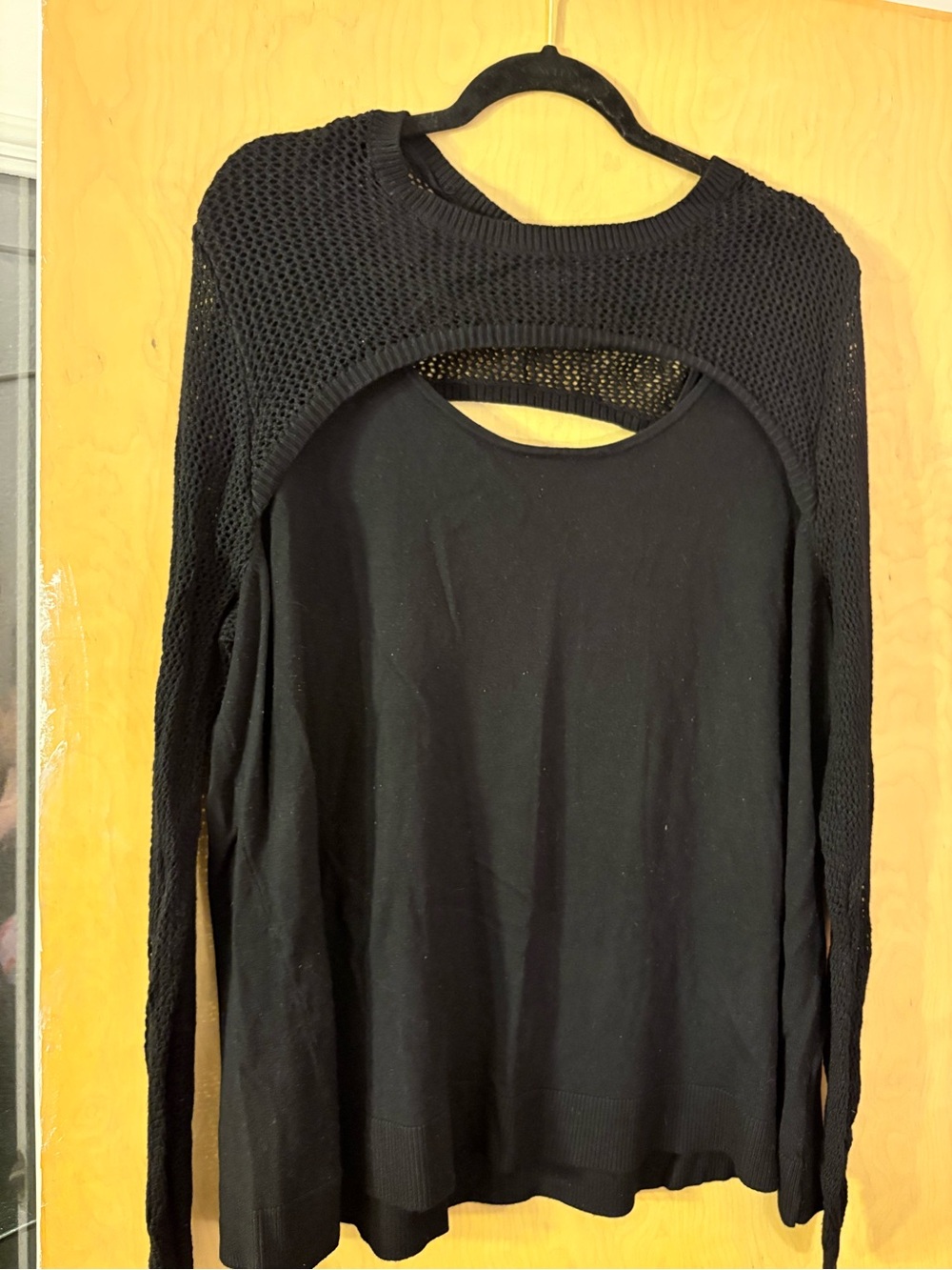torrid Black Knit Overlay Cutout Long Sleeve Top